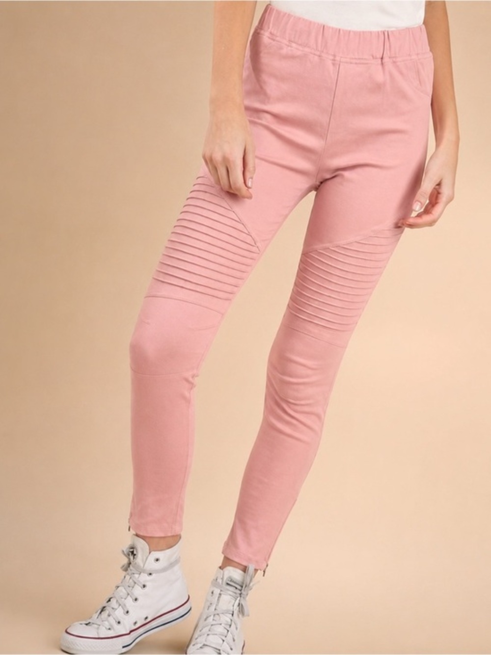 Pink Moto Jeggings High Waist Ankle Zip | Edgy Streetwear Umgee NWT 1X #2335